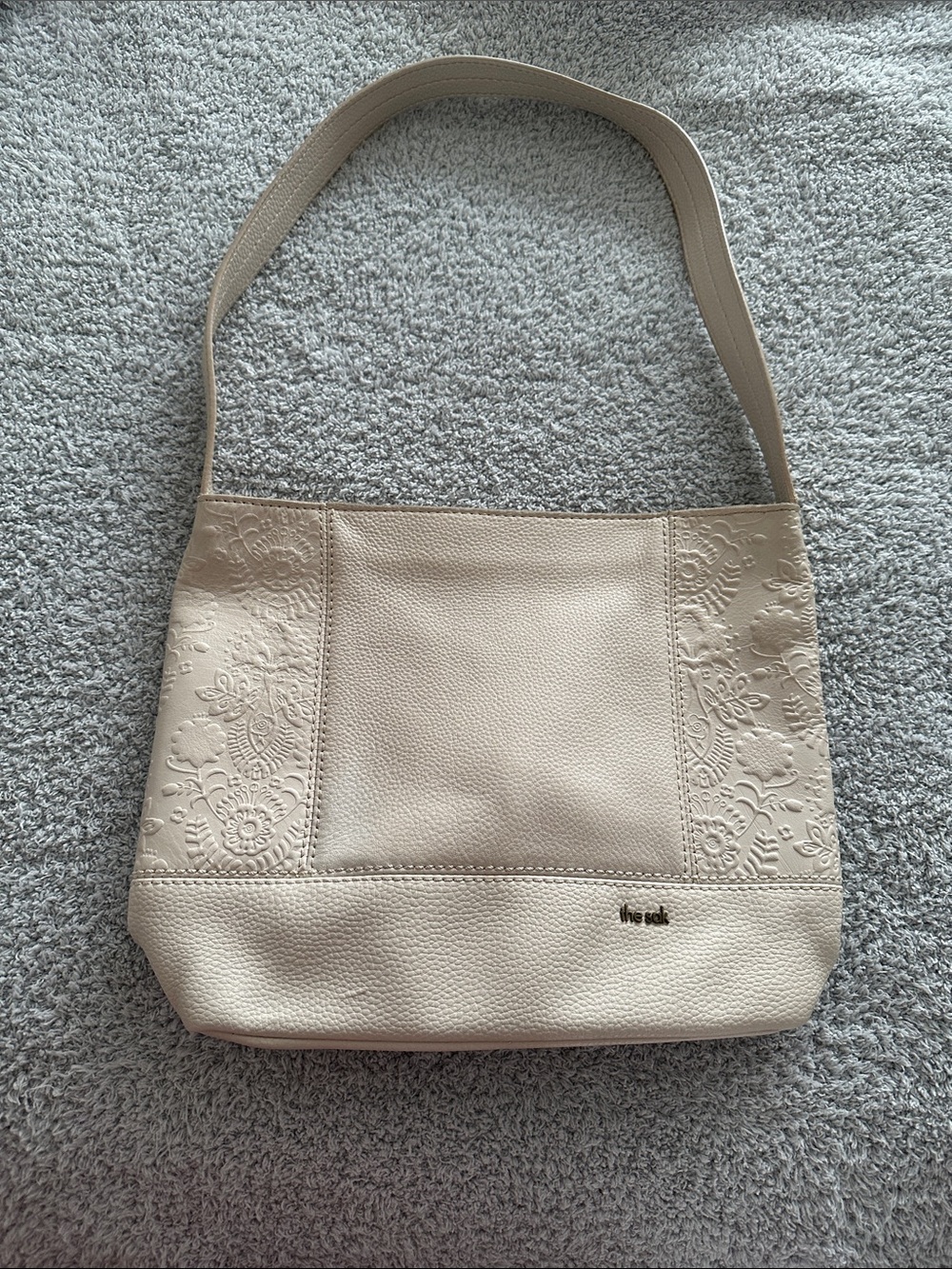 The Sak Cream Floral-Embossed Shoulder Bag